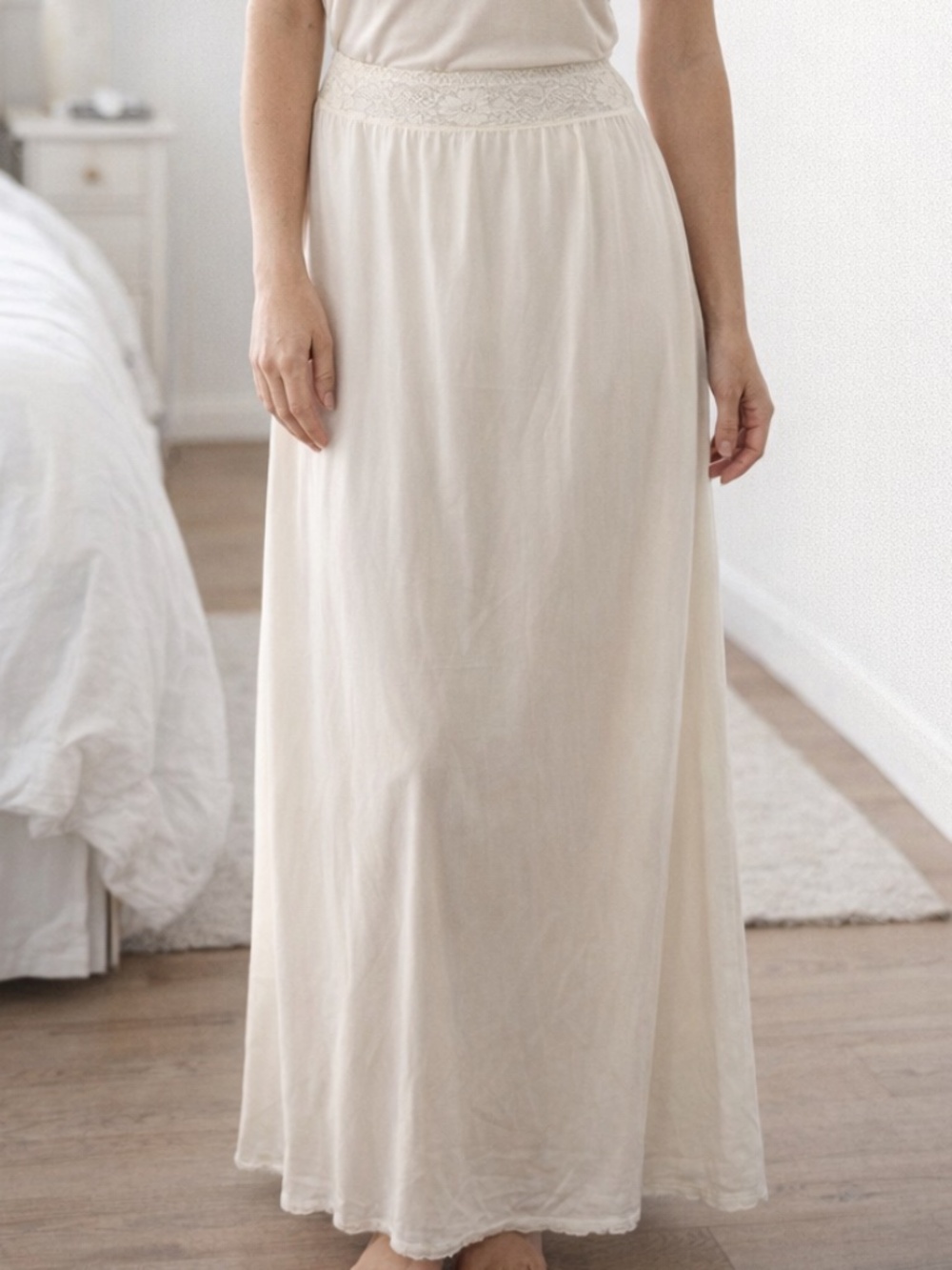 Classic White Half Slip with Lace Trim